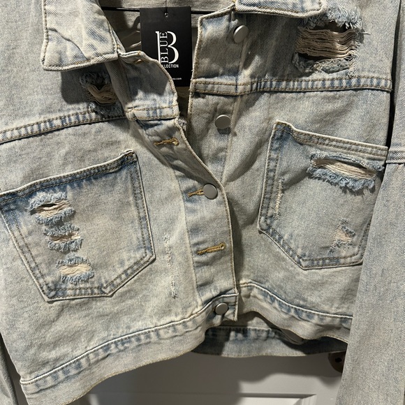 Blue B Collection rhinestone denim jacket medium/large - Picture 3 of 6